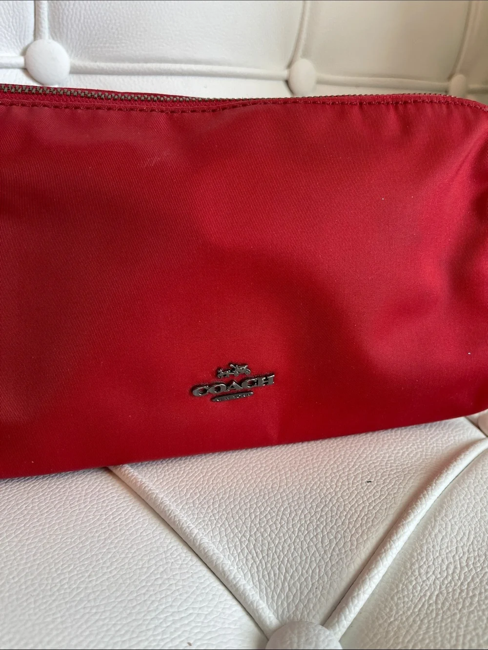 Coach Red Signature Logo Cosmetic Pouch